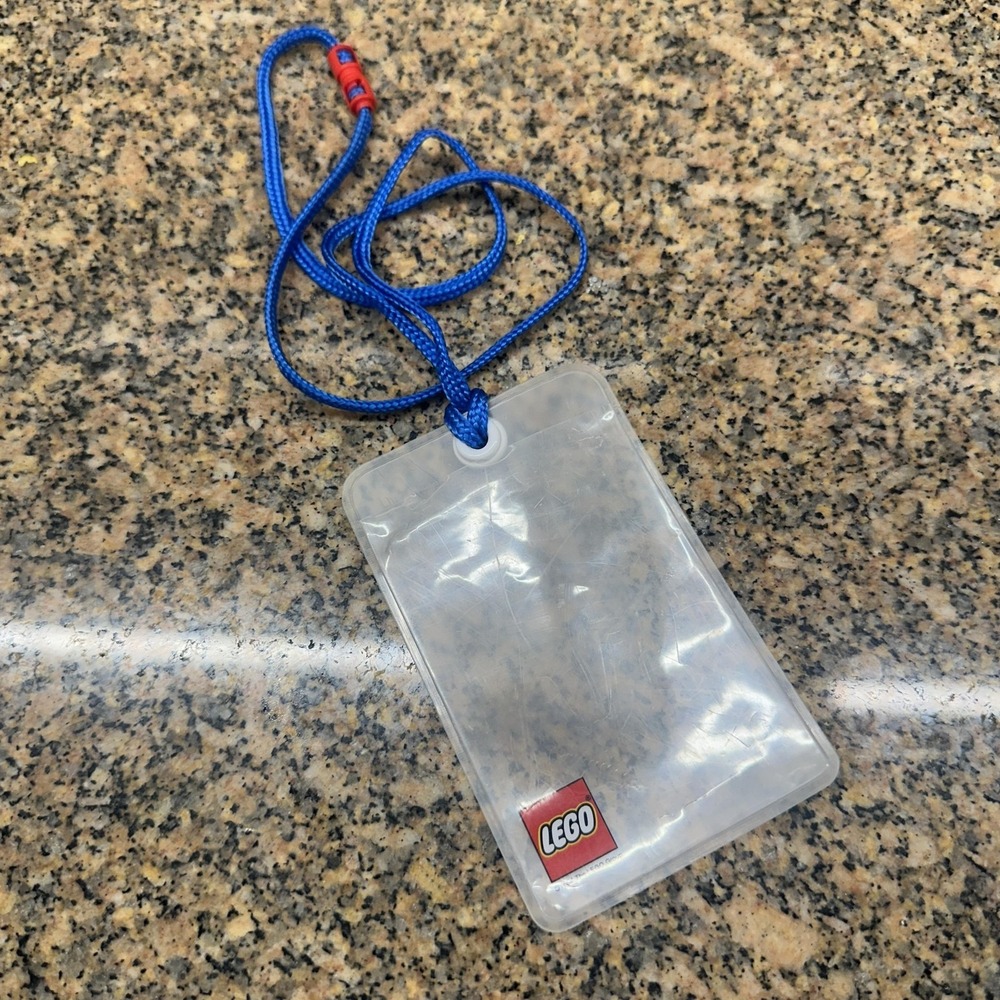 VTG Legoland Clear ID Badge Holder Neck Strap Lanyard Plastic Vintage 2004‎ Logo